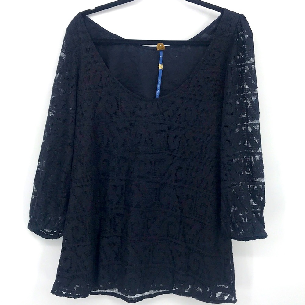 FARMRio Black Lace Anthropologie Blouse Small